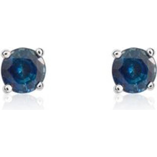 9ct White Gold Sapphire 4mm Round Claw Set Stud Earrings