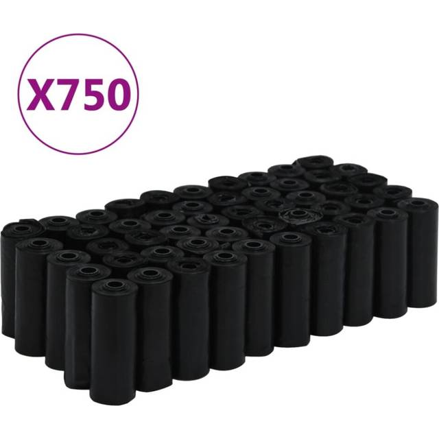 vidaXL Dog Poop Bags 750 pcs Black 30x20 cm PE