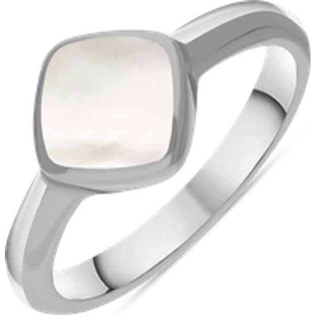 Sterling Silver Mother of Pearl Cushion Ring - Silver
