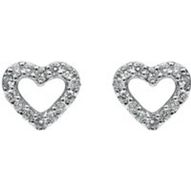 18ct White Gold 0.22ct Diamond Open Heart Stud Earrings - White Gold