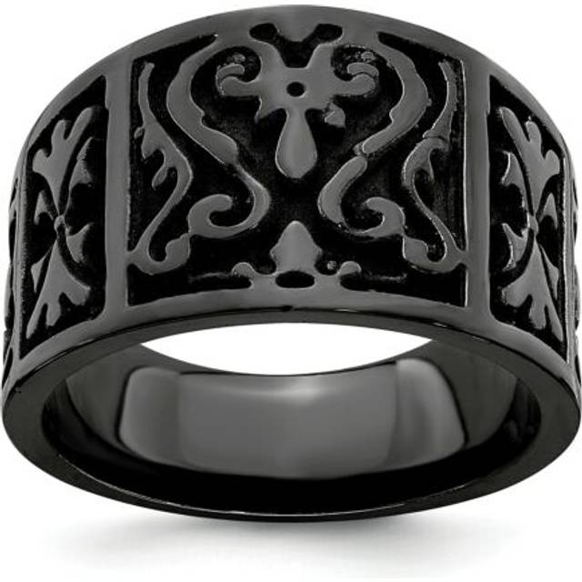 Edward mirell black titanium 14mm heritage inlay tappered wedding band sz 8 - 12