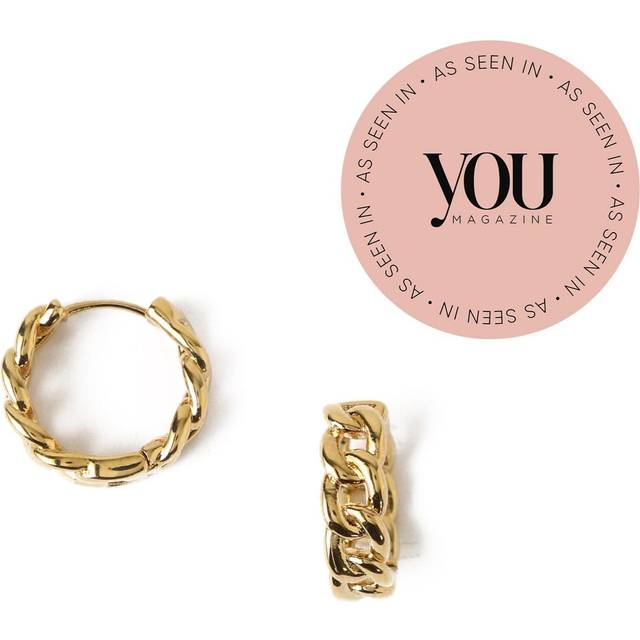 Mini Chain Huggie Hoop Earrings - Gold - Orelia