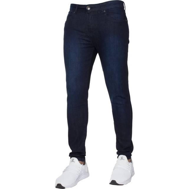 Enzo Mens Skinny Super Stretch Denim Jeans - Navy Cotton - Size 32W/32L