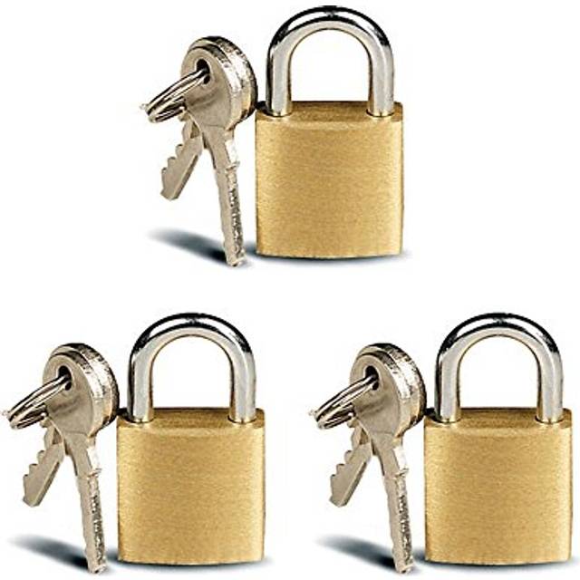 ATB 3 Pc Small Metal Padlock Solid Brass Luggage  Backpack  Diary  Jew