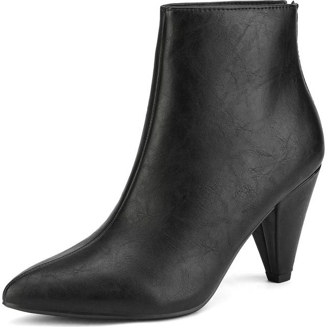 DREAM PAIRS Women's Black Pu Pointed Toe High Heel Ankle Booties Size