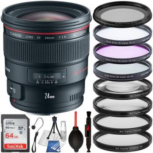 Canon EF 24mm f/1.4L II USM Lens - 2750B002 & Essential Accessory Bundle