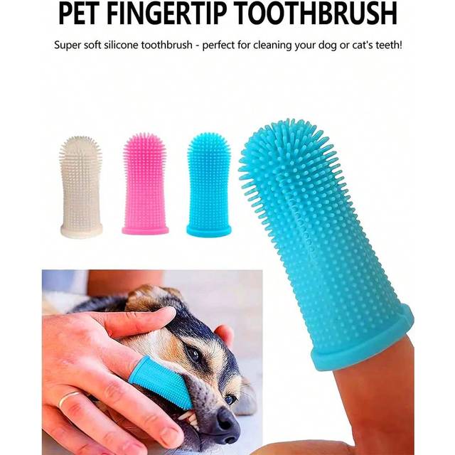 SHEIN Pet Silicone Finger Toothbrush Dental Care Cleaning Tool For Dogs And Cats