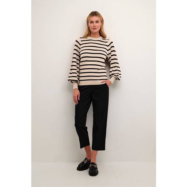 KAFFE - Tröja kaMala Stripe Knit Pullover - Beige