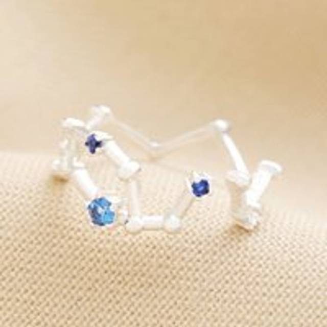 Adjustable Blue Crystal Constellation Ring in Silver - silver/blue - one size