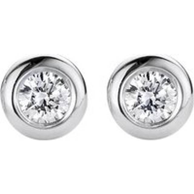 18ct White Gold 0.20ct Diamond Bezel Set Solitaire Stud Earrings