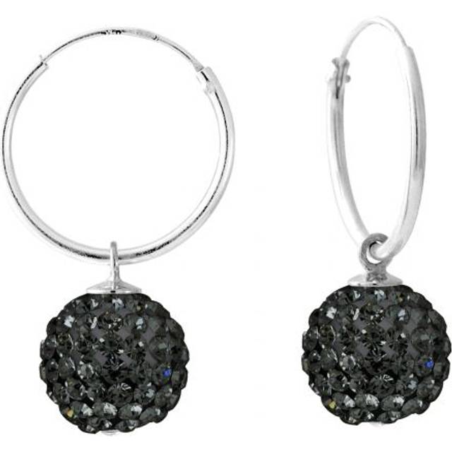 Diadema Womens - Earrings Black Night - Crystal - Collection Pearl Silver Sterling - One Size
