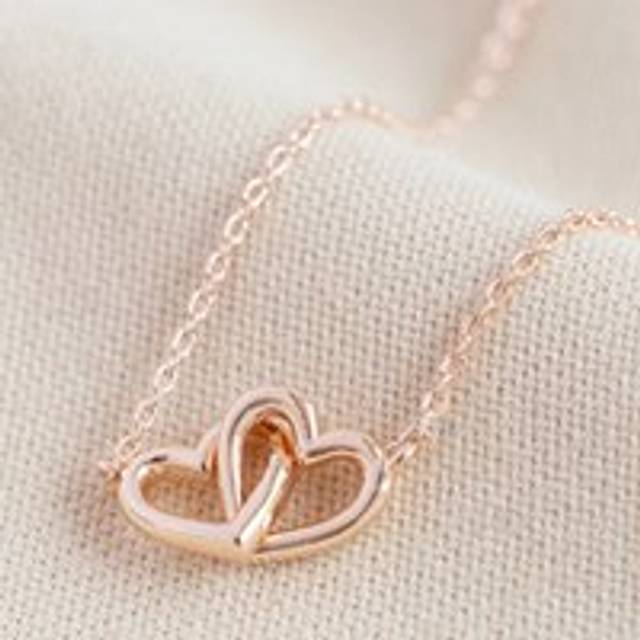 Tiny Interlocking Hearts Necklace in Rose Gold - rose gold - one size
