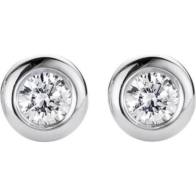 18ct White Gold 0.20ct Diamond Bezel Set Solitaire Stud Earrings