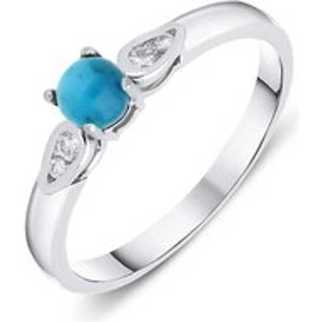18ct White Gold Sapphire Diamond Square Cluster Ring - White Gold