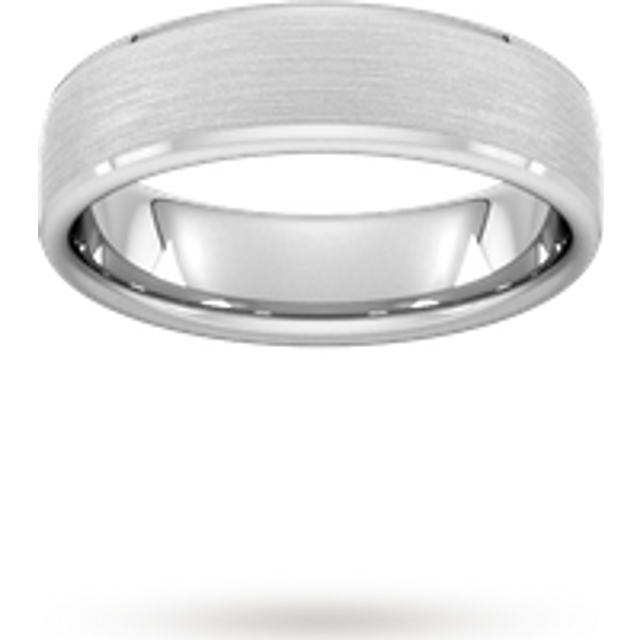 6mm Traditional Court Heavy Polished Chamfered Edges With Matt Centre Wedding Ring In 9 Carat White Gold - Ring Size Q