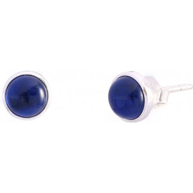 Sterling Silver Round Spinel Aqua Blue Stud Earrings ERLE010