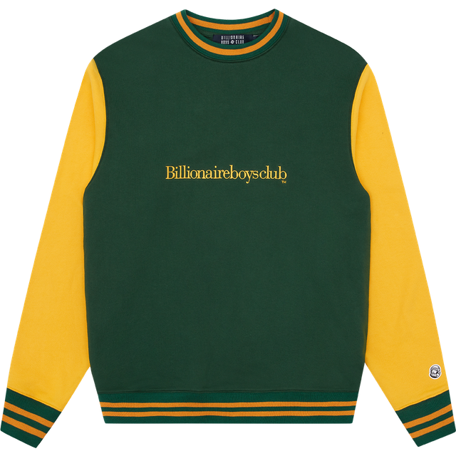 SERIF LOGO COLOURBLOCK CREWNECK - GREEN/YELLOW, XS