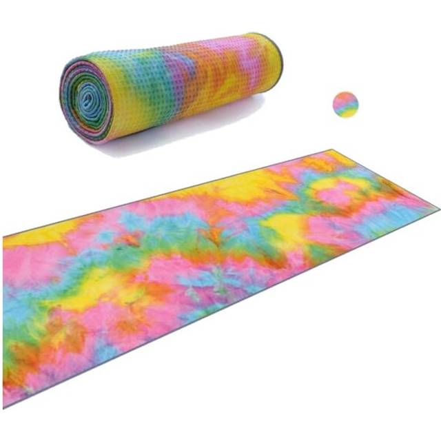(Yellow) Tie-Dye Print Yoga Pilates Meditation Non-Slip Towel