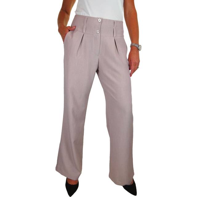 Smart Wide Leg Trouser - Light Sand - 16