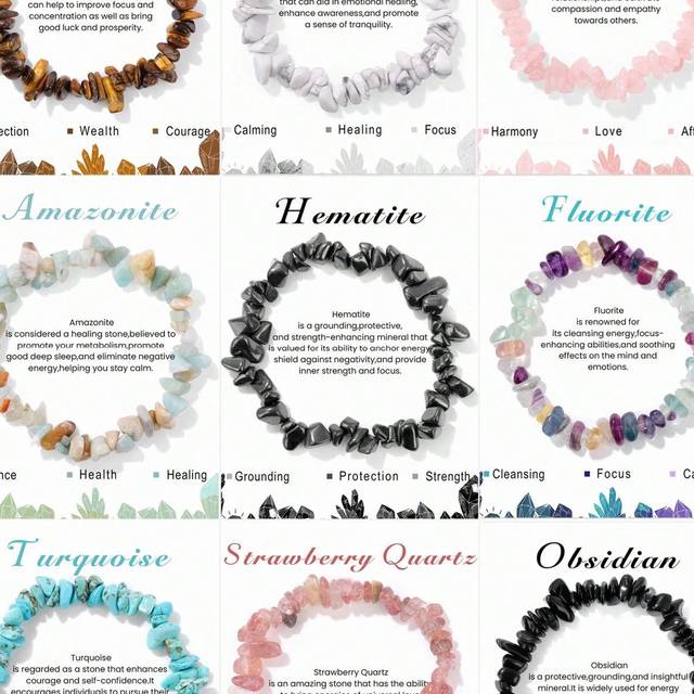 SHEIN 1pc Fashion Energy Semi-Precious Stone Bracelets Natural Stone Quartz 8MM Stretch Bracelets For Women Men Friendship Jewelry Gifts