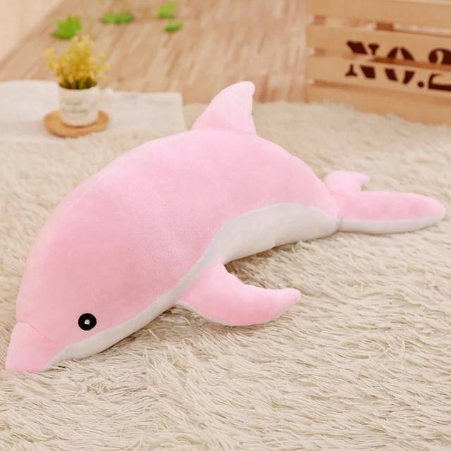 SHEIN 27/45cm Cute Soft Dolphin Plush Toy Lovely Marine Animal Stuffed Toys Anime Doll Sofa Pillow Cushion Home Decor Best Gift For Friends