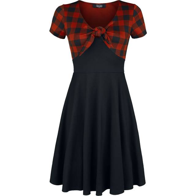 Rock Rebel by EMP - Rockabilly Short dress - Rock Rebel Tie-Front Dress with Checked Pattern - S to XXL - for Women - black-red
