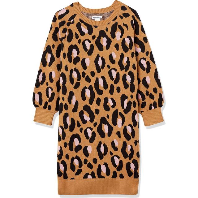 Amazon Essentials girls Raglan Sweater Dress  Leopard  X-Large