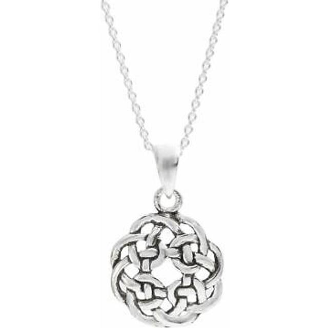 Sterling silver necklace continuity celtic knot pendant curb chain - silverly