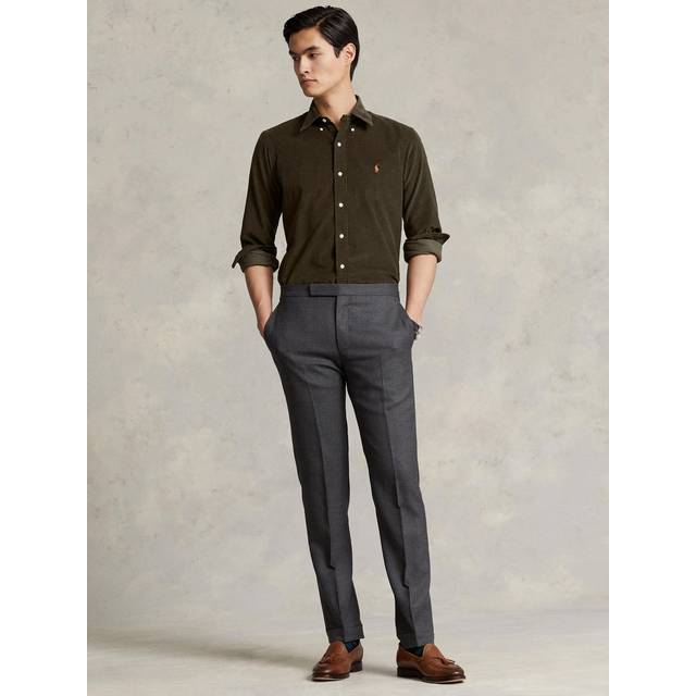 Polo Ralph Lauren Men's Custom Fit Corduroy Long Sleeved Shirt - Canopy Olive - L - Green