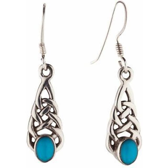 Teardrop earrings sterling silver turquoise small celtic knot braid - silverly