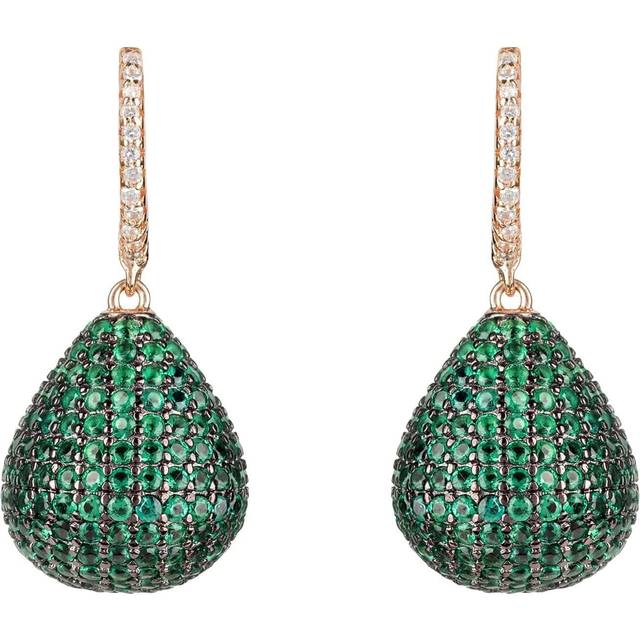 Valerie Pear Drop Gemstone Earring Rosegold Emerald Green - One Size