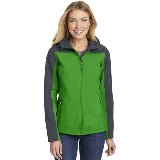PA Ladies Hooded Core Soft Shell Jacket S Dress Blue Navy/ Battleship Grey