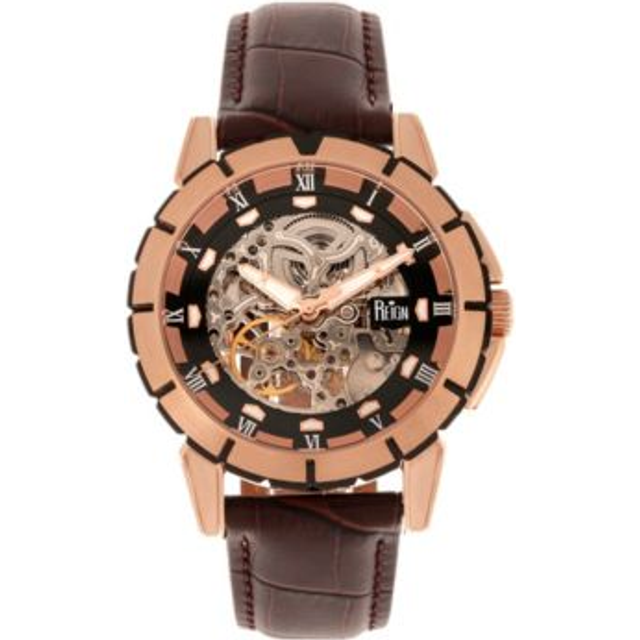 Philippe Automatic Skeleton Leather-Band Watch - Rose Gold - One Size