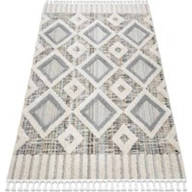 Rugsx - Carpet sevilla Y523C diamonds grey / yellow Fringe Berber Moroccan shaggy multicolour 140x190 cm