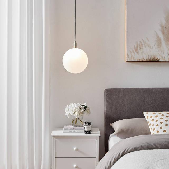 Martha Brushed Brass Art Deco Pendant Light With Frosted Glass Globe - Gold - One Size