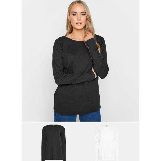 Long Tall Sally Long Tall Sally Black 100% Cotton Crew Neck T-Shirts 2 Pack