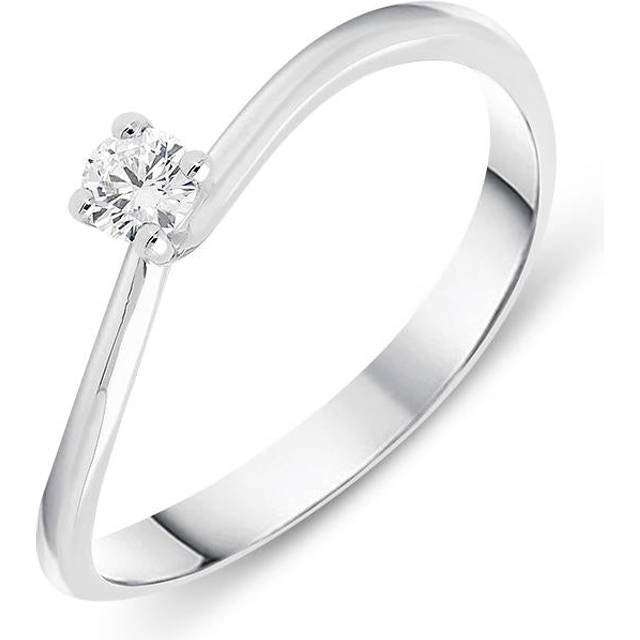 18ct White Gold 0.11ct Brilliant Cut Diamond Solitaire Twist Ring