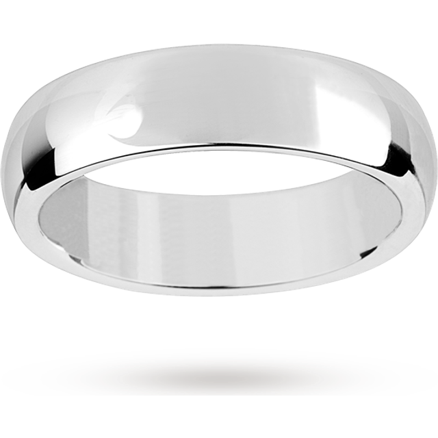 18ct White Gold 6mm Luxury Court Wedding Ring - Ring Size U