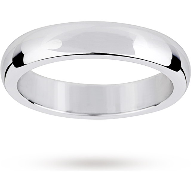 18ct White Gold 4mm Luxury D-Shape Court Wedding Ring - Ring Size J