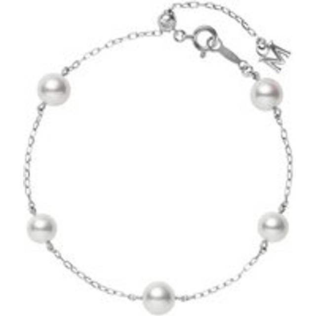 Mikimoto 18ct White Gold Five Akoya Pearls Adjustable Chain Bracelet