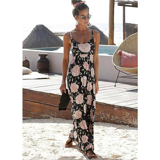 s.Oliver Beachwear Floral Print Tie-Back Maxi Dress - Pink Floral