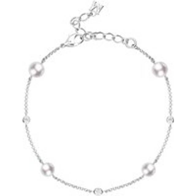 Mikimoto 18ct White Gold White Akoya Pearl 0.15ct Diamond Bracelet - White Gold