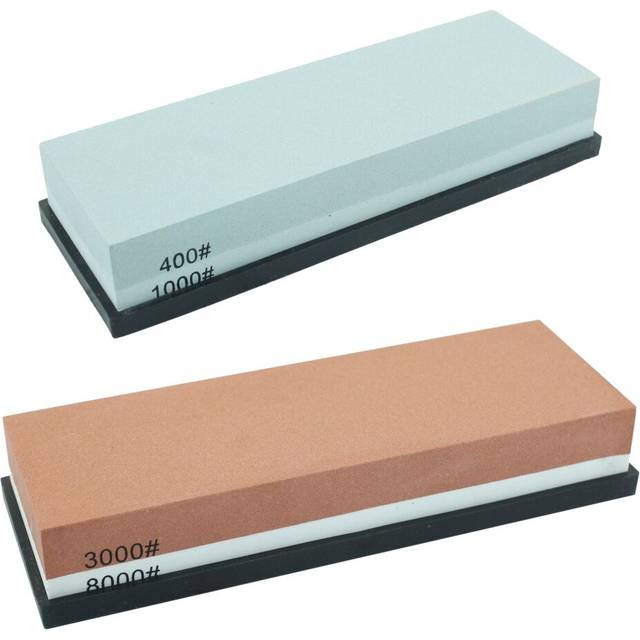 400/1000+3000/8000 Dual Whetstone Set Knife Sharpening Water Stone Wet Sharpener with Non-Slip Stand Holder