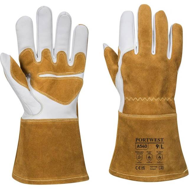 (L, Brown) Portwest Unisex Adult Mig A540 Grain Leather Welding Gauntlets