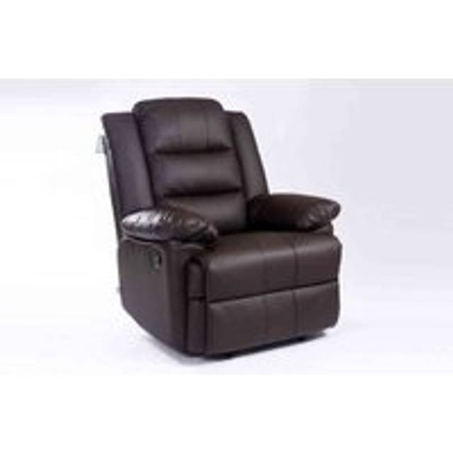 (Brown) Loxley Bonded Leather Recliner Armchair Sofa Home Lounge Chair Reclining Gaming