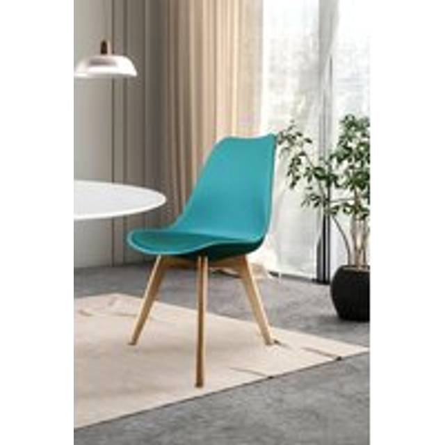 Fusion Living Soho Plastic Dining Chair With Squared Light Wood Legs Teal, Green