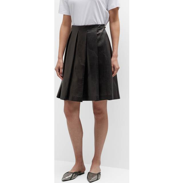 Brunello Cucinelli Pleated leather miniskirt - black (UK 8)
