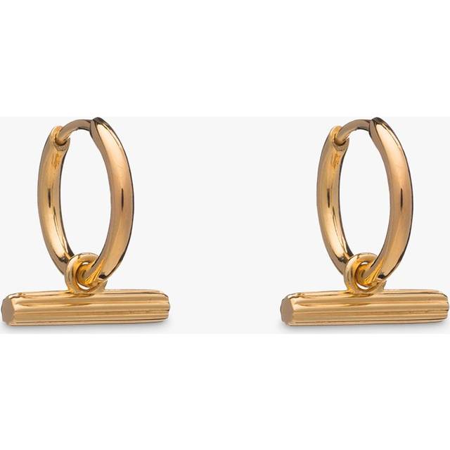Rachel Jackson London Mini T Bar Huggie Hoop Earrings, Gold