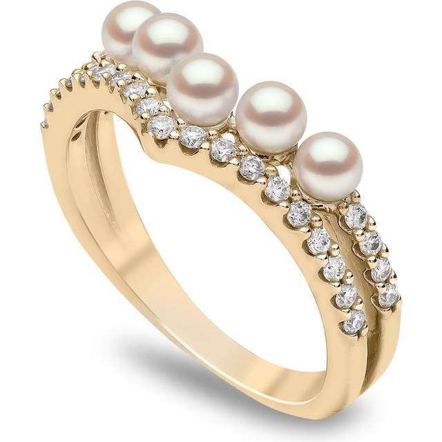 Yoko London 18ct Yellow Gold Pearl & 0.23ct Diamond Ring