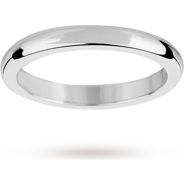 18ct White Gold 2mm Luxury D-Shape Court Wedding Ring - Ring Size M